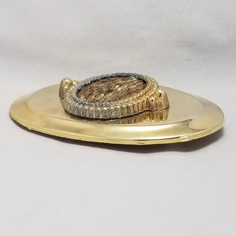 Vintage Gold Tone‎ Oval Belt Buckle with Pinecone Center Piece